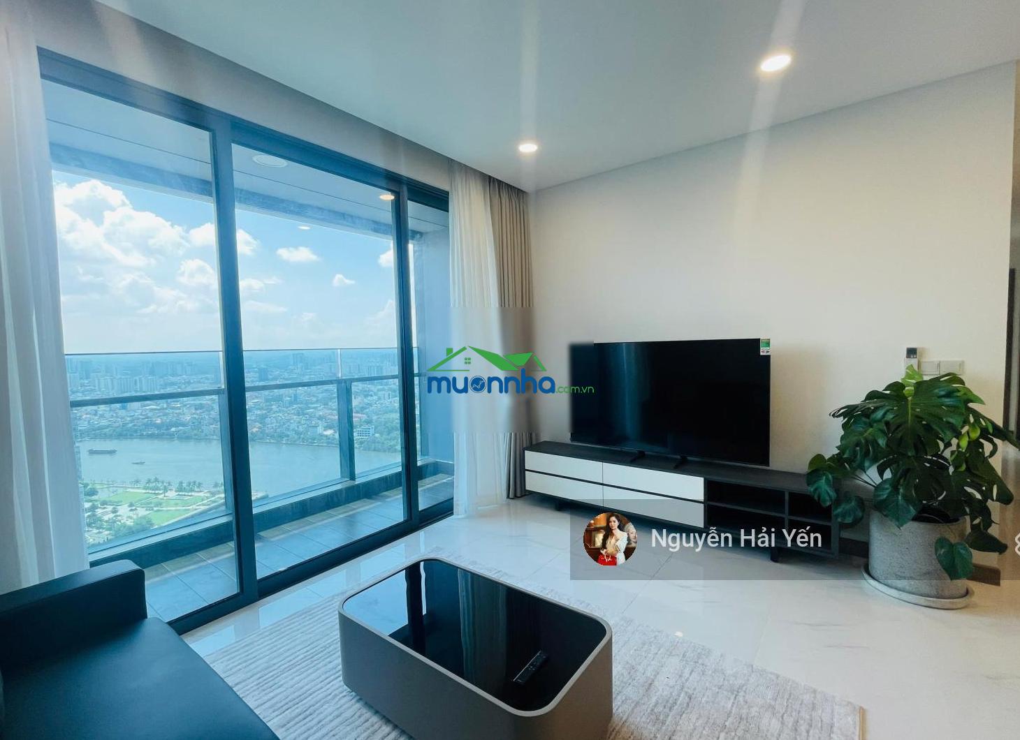 Hải yến nam minh land- cho thuê căn hộ sunwah pearl 2 phòng ngủ + 1, tầng cao, giá 45tr đủ nội thất