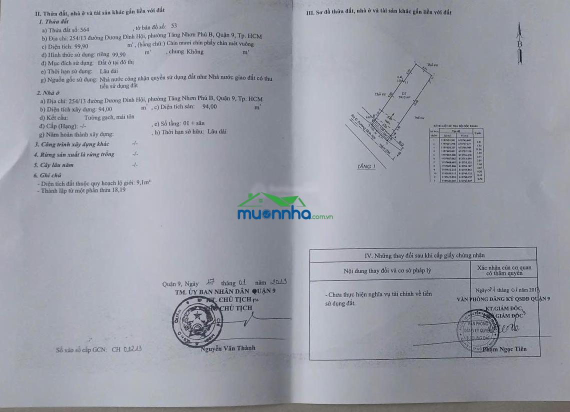 Nhà bán hẻm ô tô số 254 / 13 dương đình hội, giá tốt, gần metro số 1, p tăng nhơn phú b, tphcm