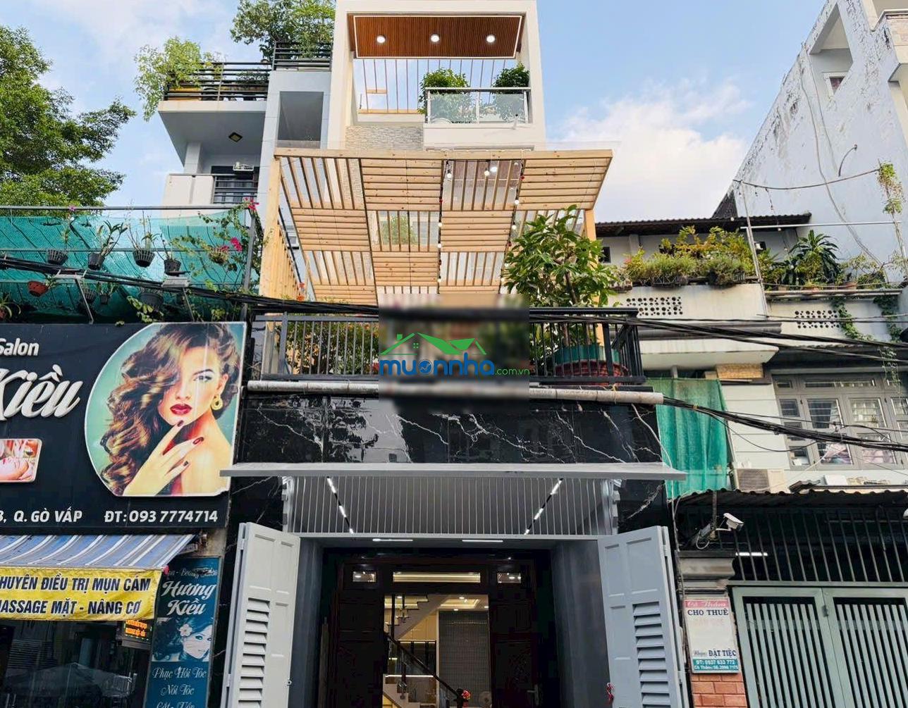 Nhà mặt tiền hẻm 1 trục gần trường học đường quang trung p8 gò vấp, 4x18m, trệt 3 lầu hẻm thông 8m