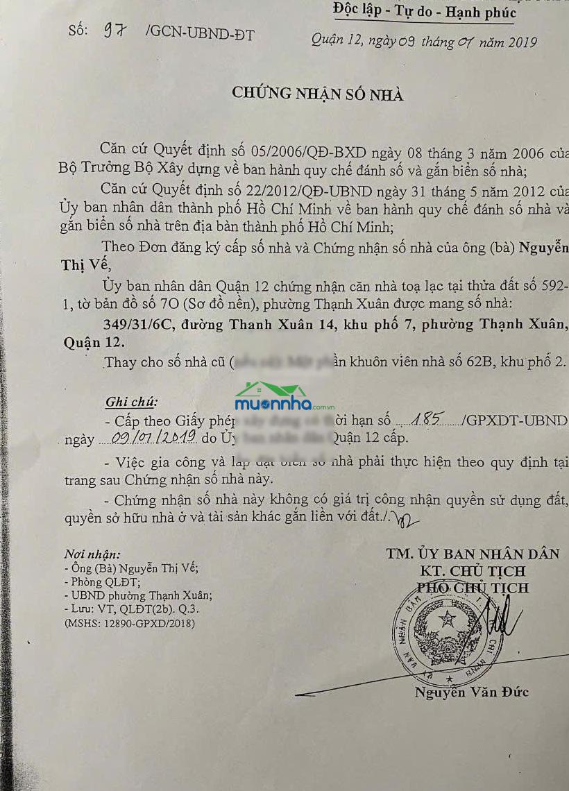 Bán nhà riêng thạnh xuân 14 - cần bán gấp giá chỉ 1.4 tỷ - giấy phép xd - số nhà quận