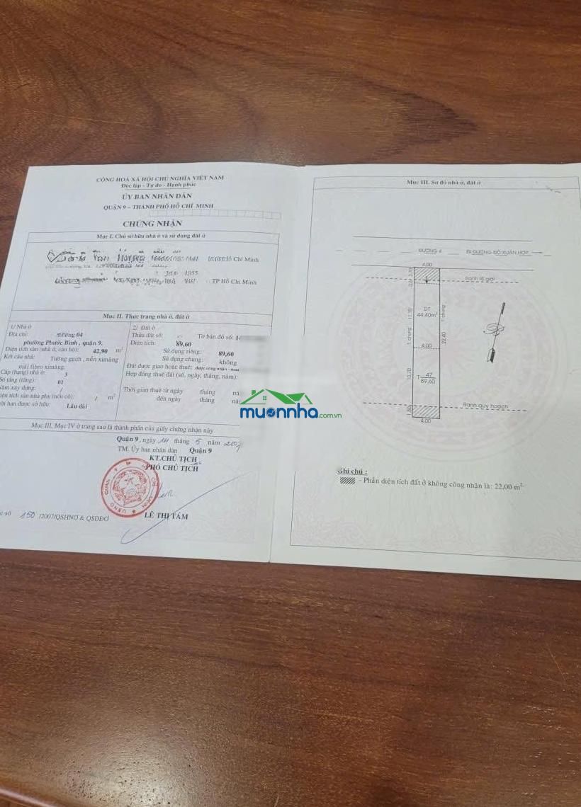 Nhà 4 tầng, 90m (4x22.4) mt ds phước long, thành phố thủ đức (10 tỷ 790 triệu)