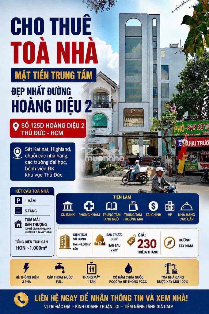 🚀 Cho thuê tòa nhà l 1000m² – mặt tiền hoàng diệu 2