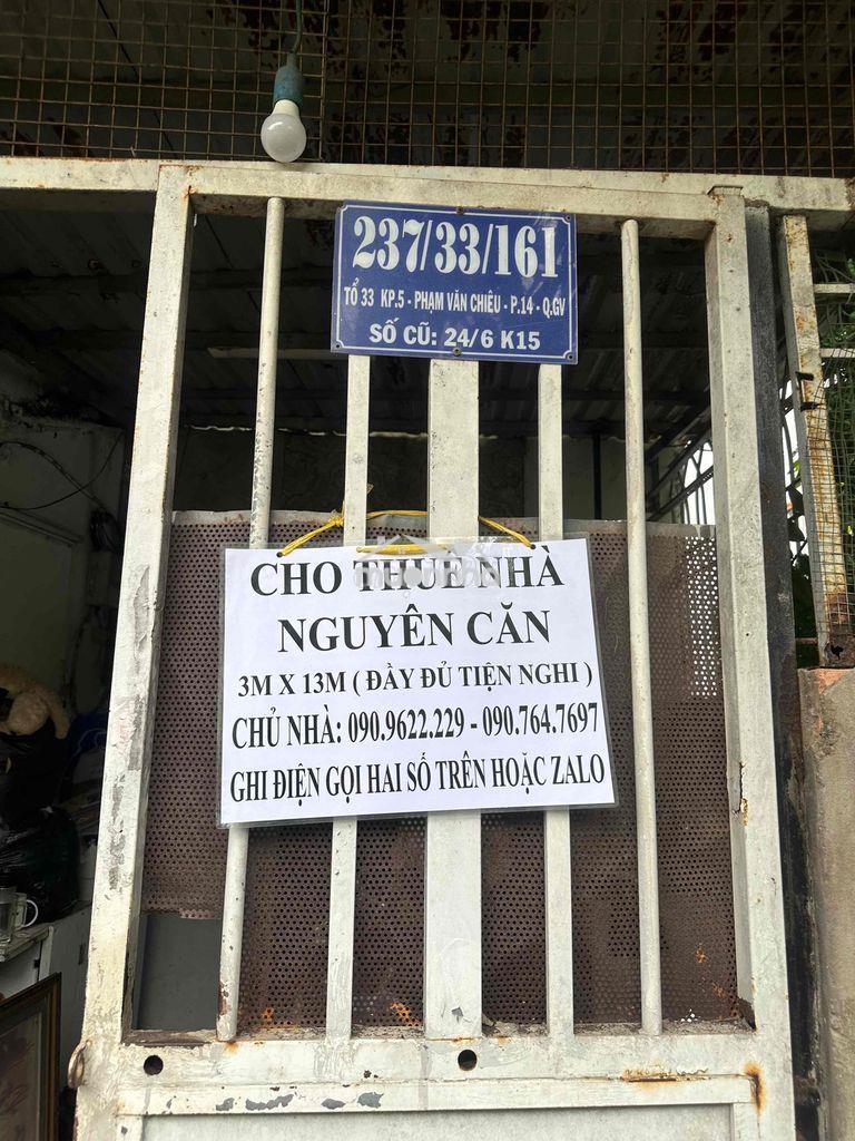 Cho thuê nhà nguyên căn 3 m. 13m đầy đủ tiện nghi