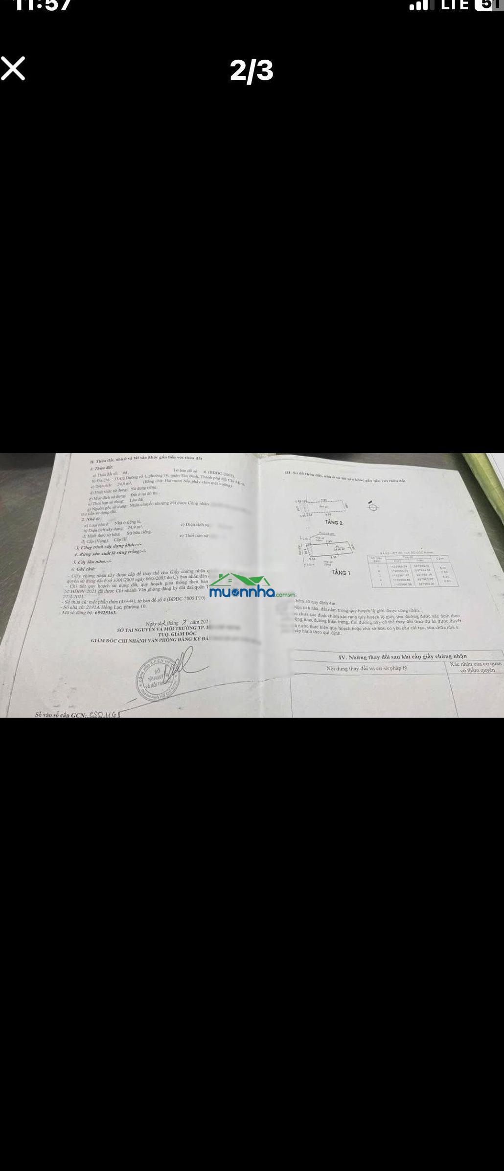Chính chủ bán nhà hẻm ba gác phường bảy hiền