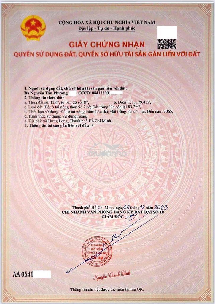 Bán đất nền xã hưng long - 2