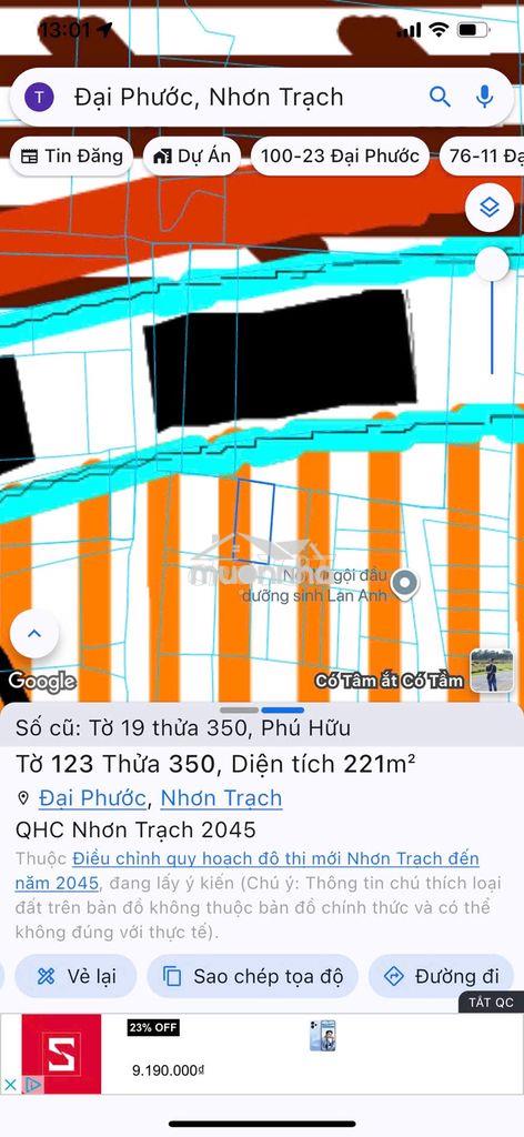 Đất đại phước 221m² – sát trục đường lớn – giá còn rẻ- sổ riêng
