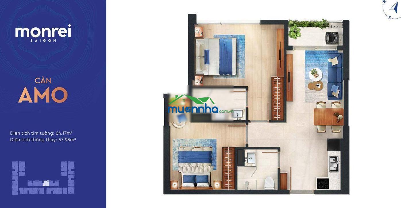 Chỉ với 15% - căn hot a3 - 1x03 khoảng 300tr - khđmb, quỹ căn dự án monrei sài gòn - 2