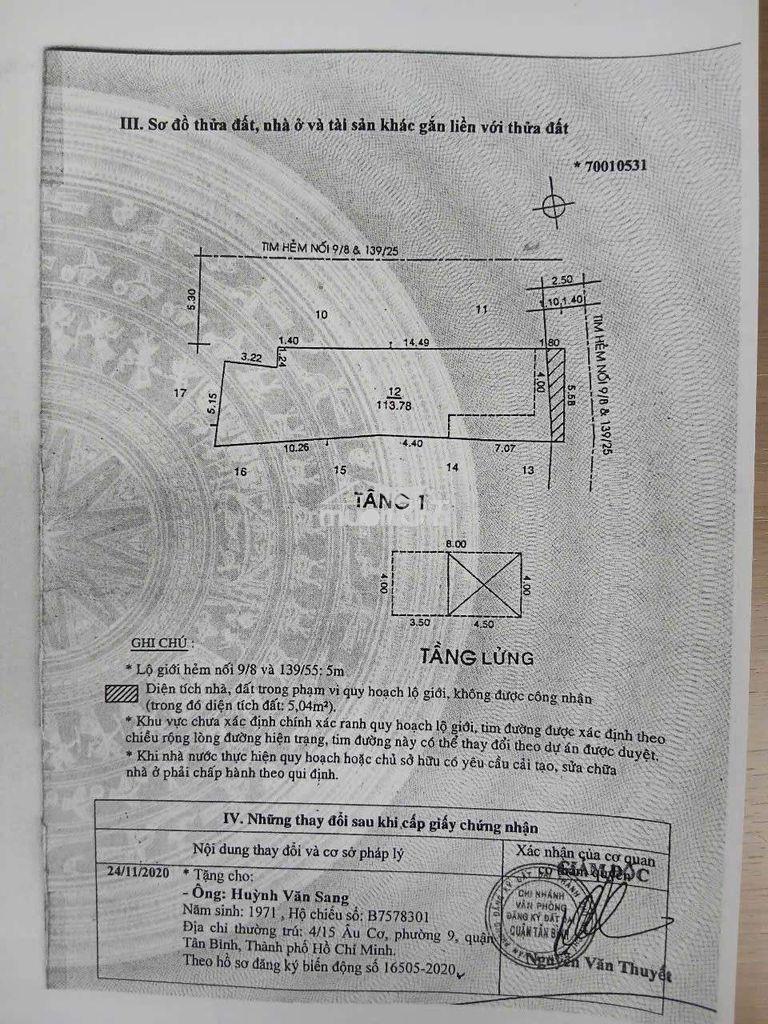 Bán nhà 730/33/47 lạc long quân, p9, q tb