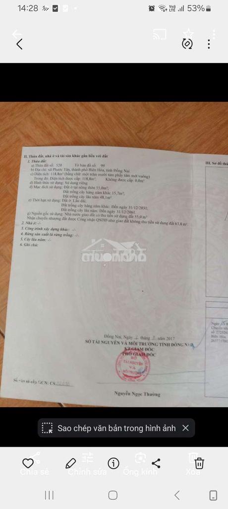 Đất thổ cư phước tân, đồng nai