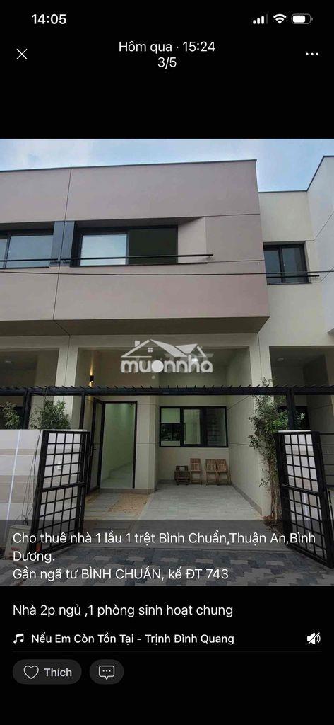 Nhà 1 lầu 1 trệt bình chuẩn,gần ngã tư bình chuẩn,sân xe hơi,đường 7m