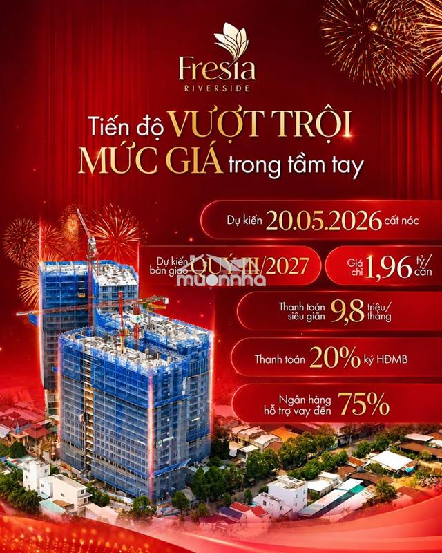 Căn hộ fresia riverside, giá chỉ từ 1,96 tỷ/căn, quý 4/2027 nhận nhà