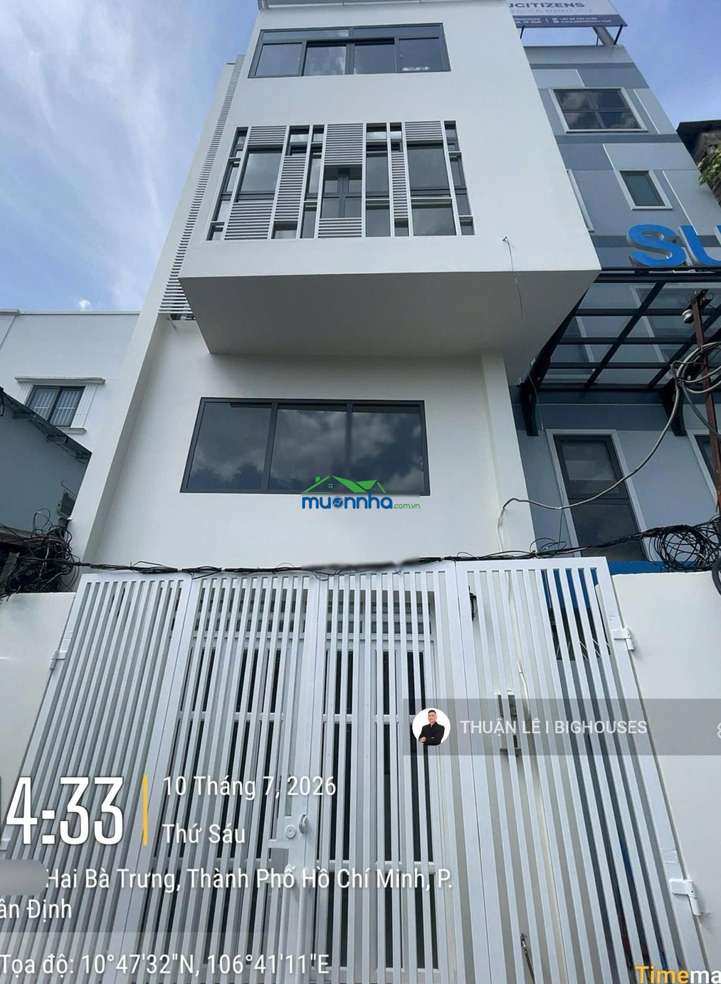 Bán nhà mặt tiền 4,2m, đường nối hai bà trưng thông hoàng sa, quận 1, gần chợ tân đinh. giá: 12,9tỷ