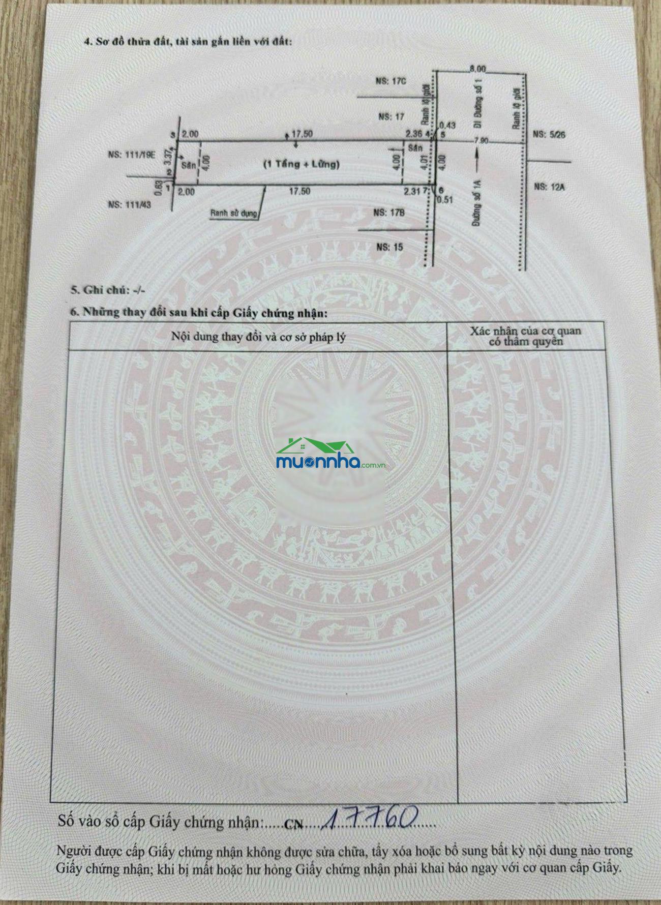 Giảm 600tr] nhà mt đường số 1a ngay văn cao dt 4x22 giá 7 tỷ tl