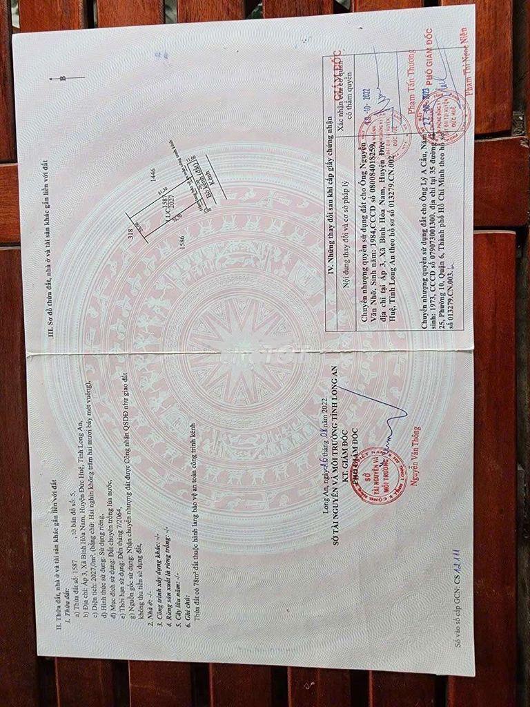 Đất lúa đường xe hơi dt823