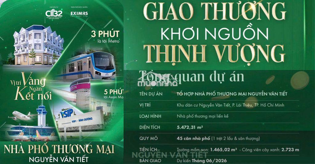 Bán gấp nhà phố mặt tiền 15m kdc nguyễn văn tiết tt lái thiêu - tt 5% - 3