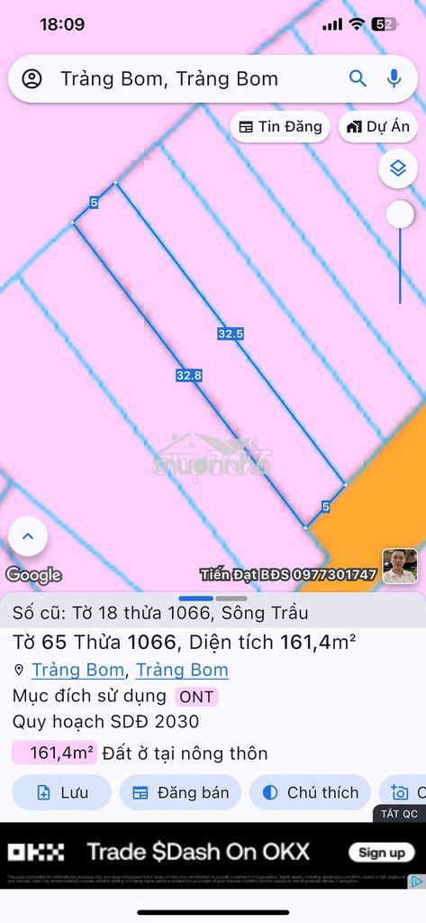 Bán đất trảng bom full thổ cư