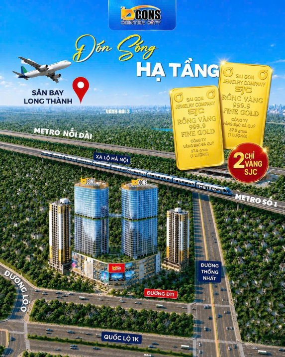 Bcons center city 2,7 tỷ/căn, làng đại học thủ đức-metro, ck 9%, tặng 5 chỉ vàng 