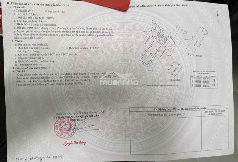 Chính chủ bán nhà quang trung gò vấp-hxh-3pn