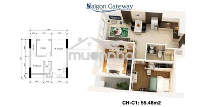 ( Giá thật 100%) saigon gateway căn 2pn1wc, bán 2ty950 bao thuế phí