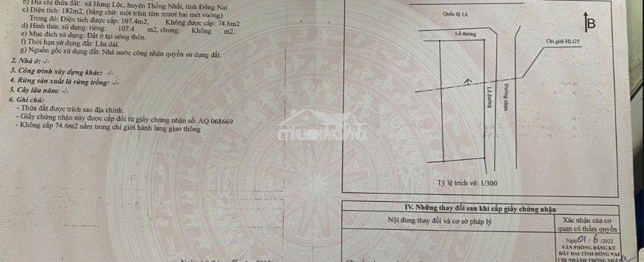 Chính chủ bán đất mặt tiền hưng lộc, thống nhất, sổ hồng riêng, thổ cư - 3