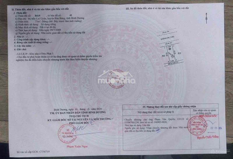 Đất nền kcn bàu bàng giá đầu tư, 75 m2 chỉ 60 triệu