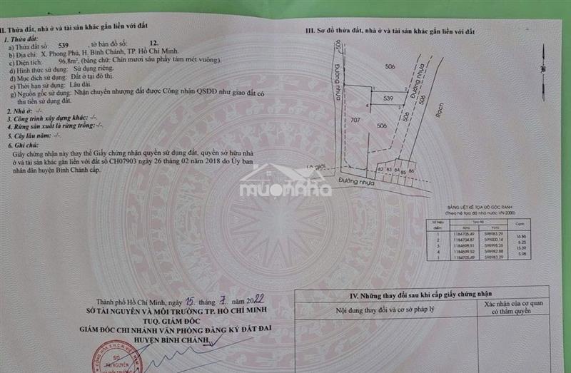 Bán lô đất 6x16m công nhận 96,8m2, ql50 vào 100m