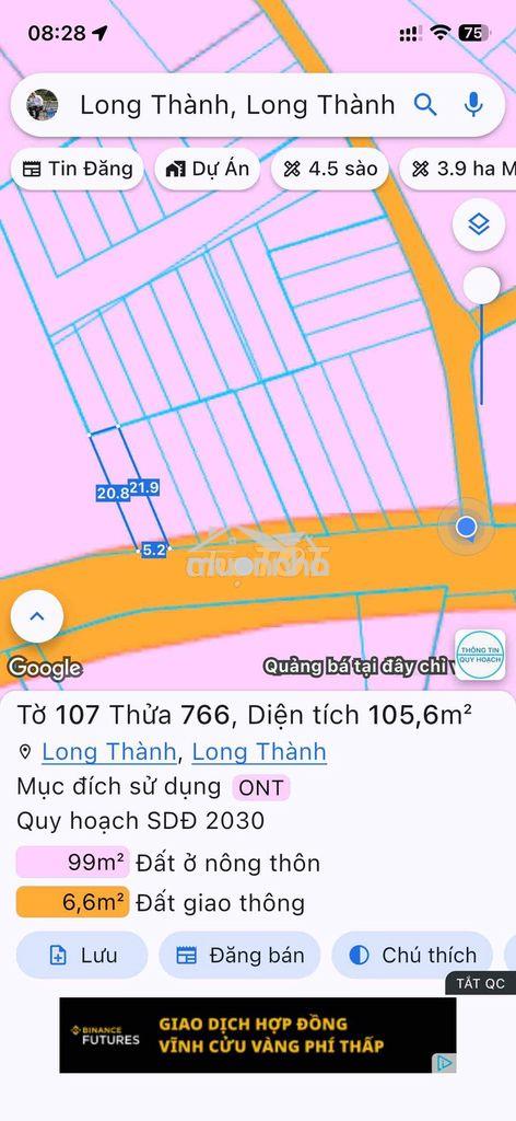 Đất phường long thành cách chợ 1km, vừa ở vừa kinh doanh  thích hợp an