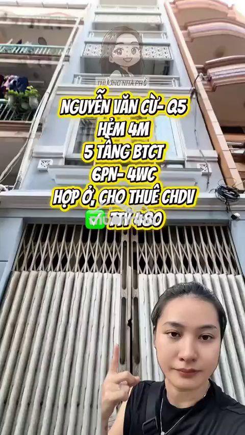 Bán nhà hẻm nguyễn văn cừ quận 5, 5 tầng - 7.48 tỷ