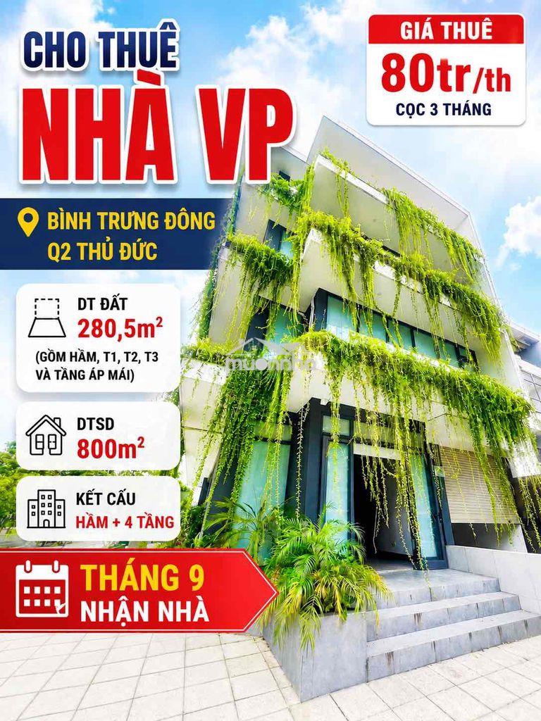 ⛔️(80tr) cho thuê nhà vp bình trưng - 5 tầng - 800m2 dtsd ⛔️
