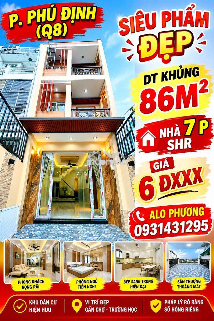 Siêu phẩm đẹp. p phú định  . dt 86m2 - Ảnh 2