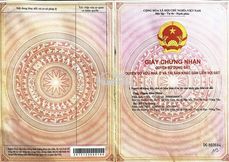 Bán đất nền chính chủ 3tỷ6 mặt tiền đường số 8, xã châu pha, tp.hcm.