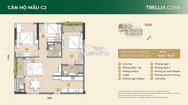 Căn 3pn 98m2 suất cuối giá gốc cđt nam long 6,5 tỷ dự án mizuki park