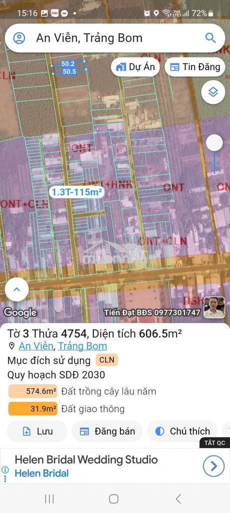 Bán đất an viễn (trảng bom) gần khu công nghiệp, nhà thờ
