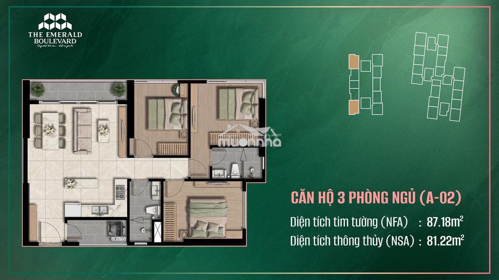 Căn 3pn vip the emerald boulevard - view sông sg, landmark 81, metro - 2