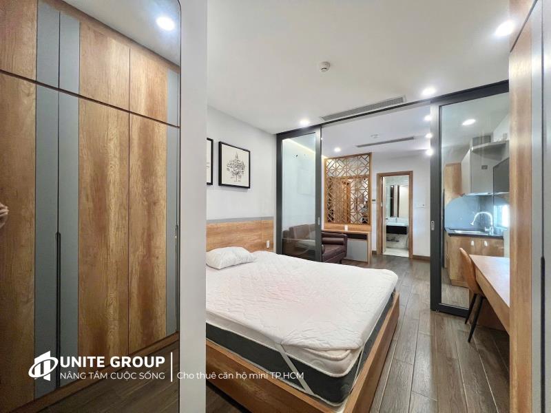 Cho thuê căn hộ 1 phòng ngủ full nội thất có thang máy ngay hàng xanh phú mỹ bình thạnh