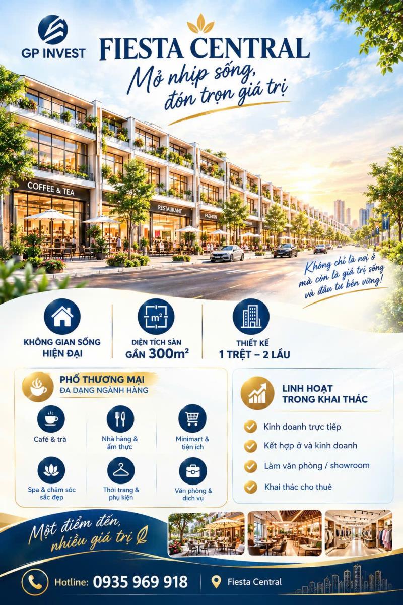 Nhà phố fiesta central – đánh thức giá trị từ một không gian đa năng