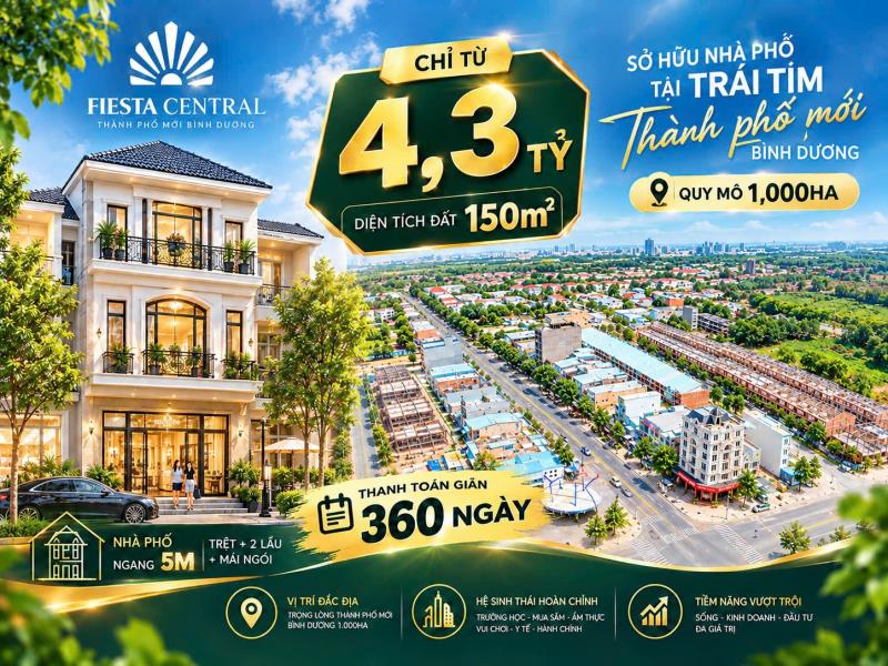 Fiesta central shophouse – tối ưu hóa 2 mặt tiền kinh doanh đa ngành