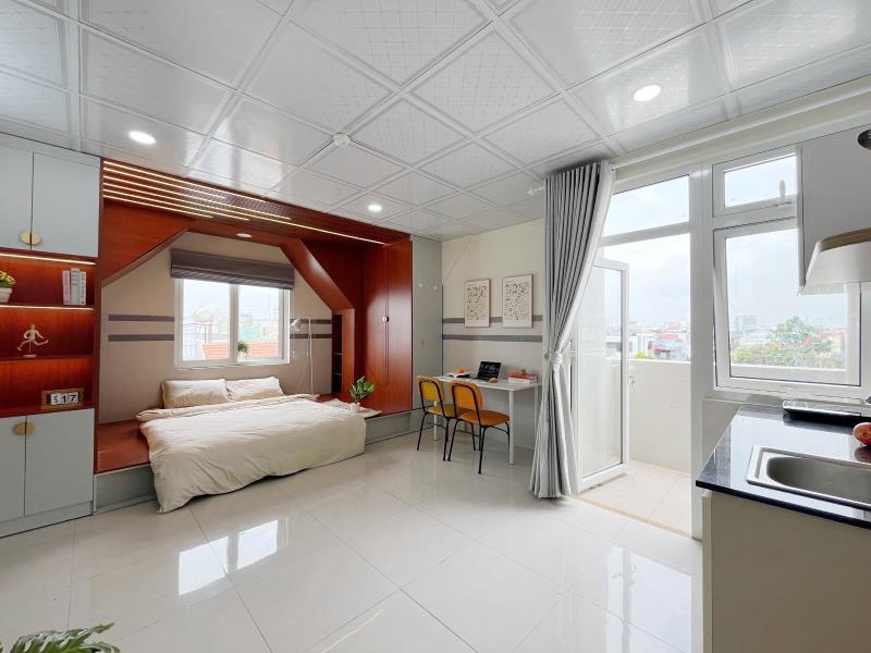 Cho thuê căn hộ 50m², ban công view phố, thiết kế mái vòm – nơ trang long, bình thạnh | gần uth, ftu2, uef