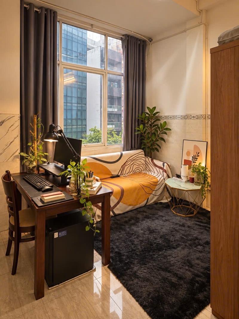 Cho thuê căn hộ 1pn 45m² full nội thất, máy giặt riêng – gần phan xích long, giáp quận 1