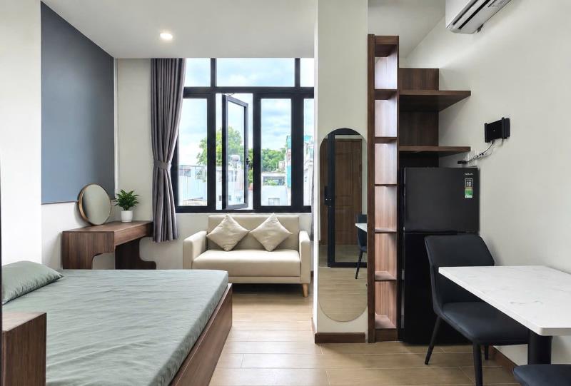 Căn hộ 1 phòng ngủ ngay mặt tiền lê đức thọ full nội thất cửa sổ trời - Ảnh 2