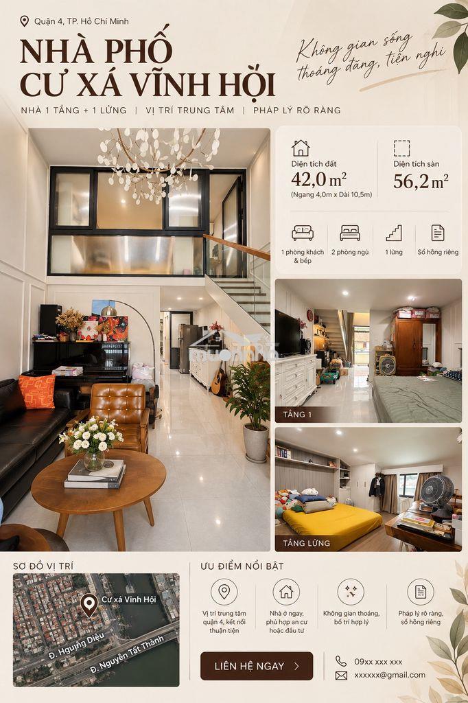 ✨ Căn hộ nhỏ xinh giữa trung tâm quận 4 – 42m²