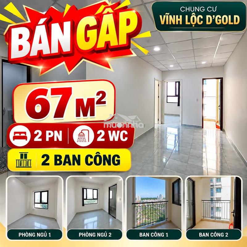 Bán căn góc vĩnh lộc d'gold – 67m² – 2pn – 2wc – 2 ban công